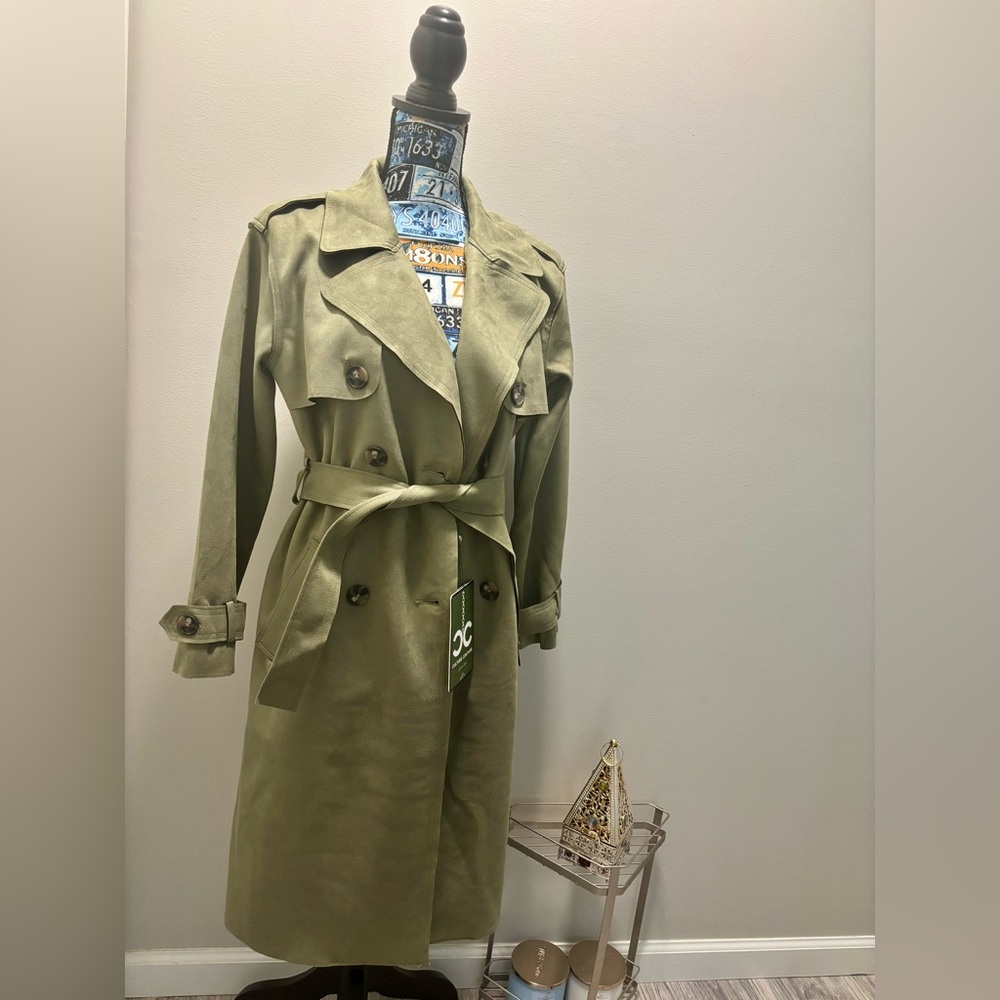 Olive Double-Breasted Trench Coat